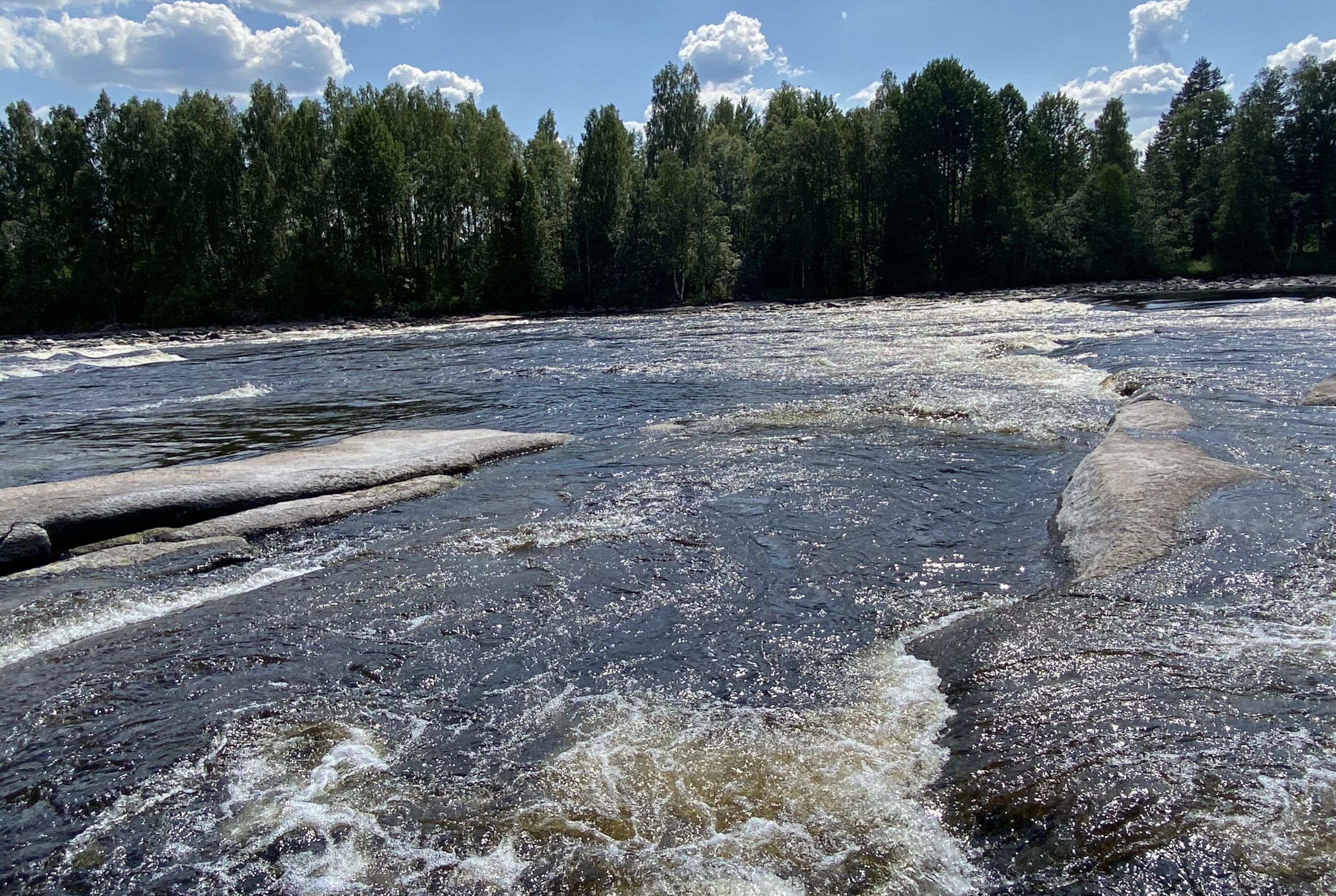 Forsande vatten i en älv